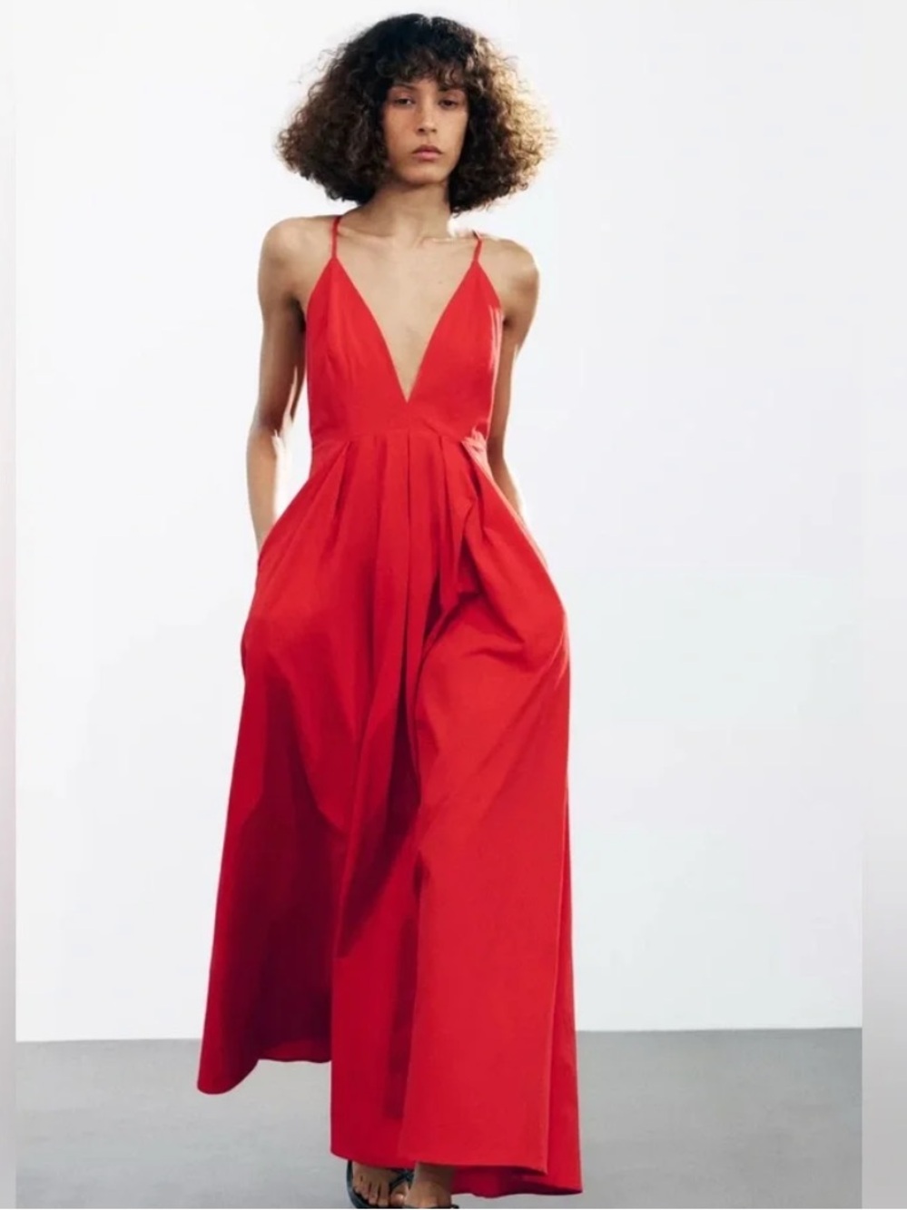 ZARA Woman Collection Red Open Back Maxi Dress NWT Size M  2816/653